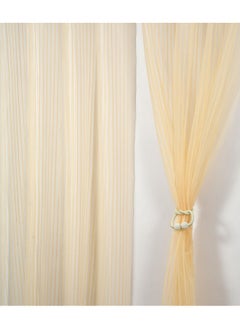 Homefab India Homefab India 2 Piece Sheer Strips Long Door Curtain - 8 ft, Beige  - Image 1