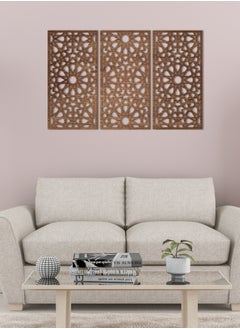Home Gallery Home Gallery Decorative Arabesque Style Wooden Wall Art 3 Panels 80X130  - Image 3