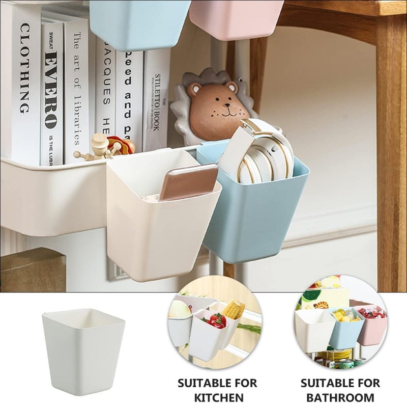 woobles 6 pcs Makeup Space Creative Cup Container Convenient Wall Small Back-Mounted Holder Plastic Bin Trash Storage Saver Basket Multi- Sundries Toiletries Plant Hanging Pail 13x12cmx2pcs Whitex2pcs - Image 5