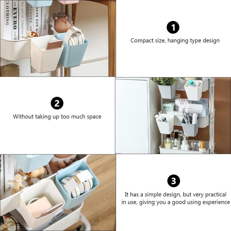 woobles 6 pcs Makeup Space Creative Cup Container Convenient Wall Small Back-Mounted Holder Plastic Bin Trash Storage Saver Basket Multi- Sundries Toiletries Plant Hanging Pail 13x12cmx2pcs Whitex2pcs - Image 4
