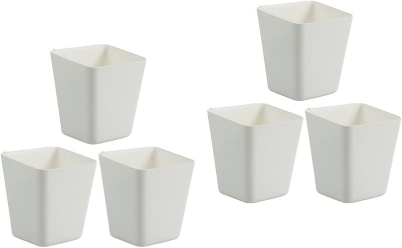 woobles 6 pcs Makeup Space Creative Cup Container Convenient Wall Small Back-Mounted Holder Plastic Bin Trash Storage Saver Basket Multi- Sundries Toiletries Plant Hanging Pail 13x12cmx2pcs Whitex2pcs - Image 1