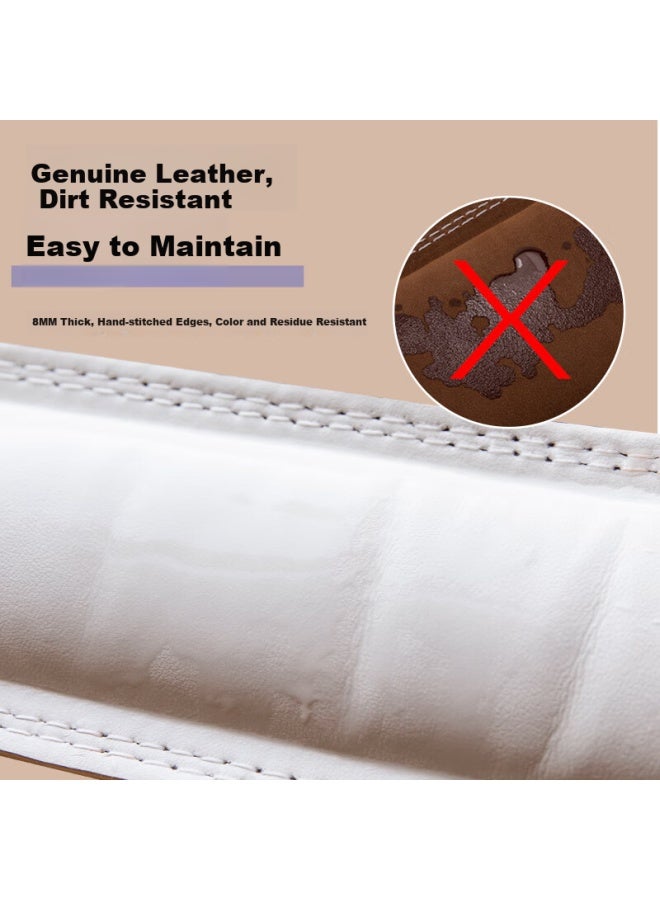LAURASTAR Laura Star Soft Cowhide Belt Women's Squat Deadlift Professional Weightlifting Waist Belt Cowhide Sports Power White Xs - Image 3