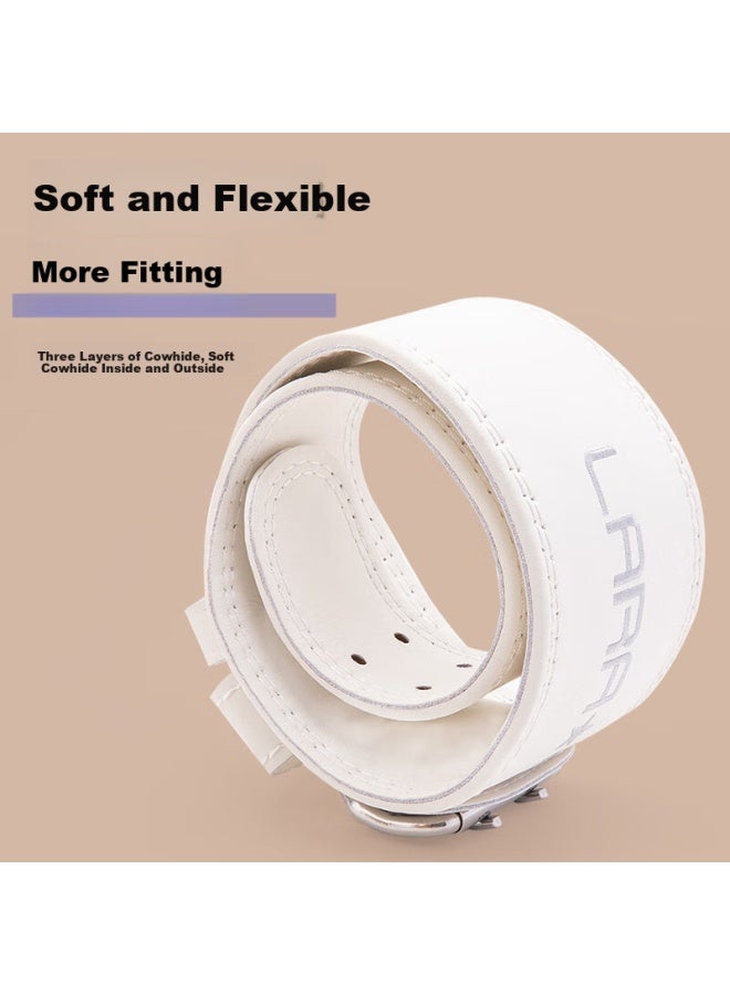 LAURASTAR Laura Star Soft Cowhide Belt Women's Squat Deadlift Professional Weightlifting Waist Belt Cowhide Sports Power White Xs - Image 2