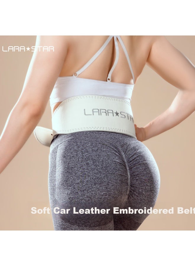 LAURASTAR Laura Star Soft Cowhide Belt Women's Squat Deadlift Professional Weightlifting Waist Belt Cowhide Sports Power White Xs - Image 1