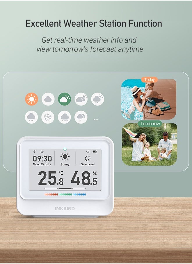 INKBIRD - INKBIRD IBS-TH5-WIFI Indoor Temperature and Humidity 8-in-1 Monitor Home Weather Station with 3.71 Inches Electronic Ink Display Smart Alarms Indoor Air Quality Monitor 2 Years Data Cloud Storage - Image 1