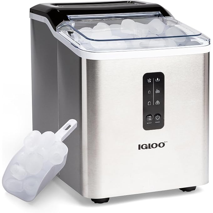 Igloo Automatic Ice Maker, Self Cleaning, Countertop Size, 26 Pounds in 24 Hours, 9 Large or Small Ice Cubes in 7 Minutes, LED Control Panel, Scoop Included, Perfect for Water Bottles, Mixed Drinks - Image 1