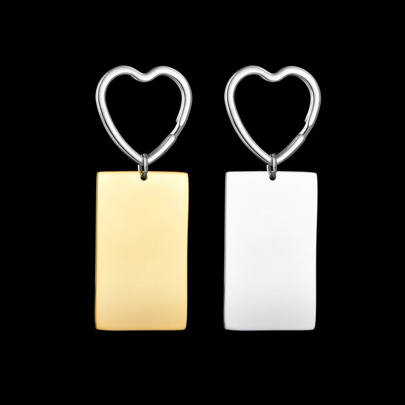 Personalized Stainless Steel Keychain Square Brand Laser Marking Music Spotify Sweep Code Keychain diy Gift Golden glossy 