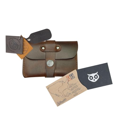 Hide & Drink, Leather Card Holder - Minimalist Front Pocket Wallet, Handmade :: Bourbon Brown - Image 5