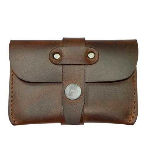 Hide & Drink, Leather Card Holder - Minimalist Front Pocket Wallet, Handmade :: Bourbon Brown - Image 2
