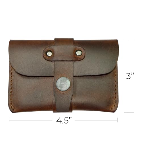 Hide & Drink, Leather Card Holder - Minimalist Front Pocket Wallet, Handmade :: Bourbon Brown - Image 4