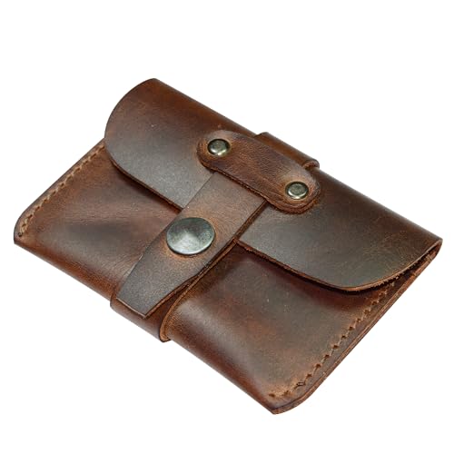 Hide & Drink, Leather Card Holder - Minimalist Front Pocket Wallet, Handmade :: Bourbon Brown - Image 1