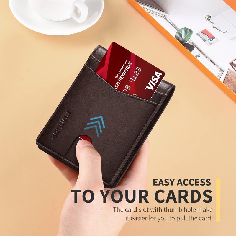 RUNBOX محفظة RUNBOX الجلدية الثنائية الأنيقة للرجال 15 فتحة مع حجب RFID ونافذتين للهوية في علبة هدايا - Image 4