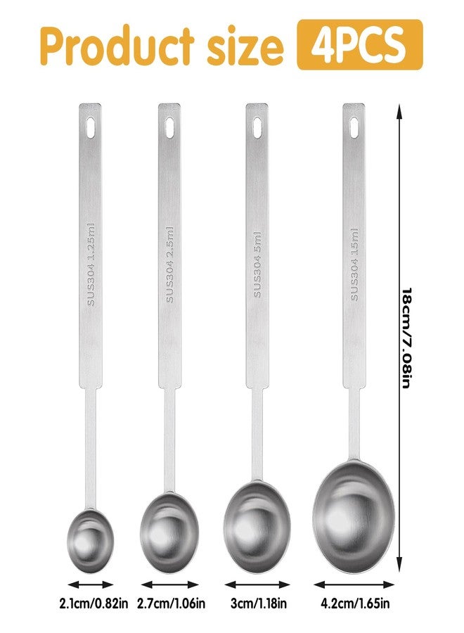 Hariendny 4Pcs Long Handle Measuring Spoons Set, 7 Inches Stainless Steel Measuring spoon Tablespoon Teaspoon Coffee Scoop for Cooking Baking - Image 2
