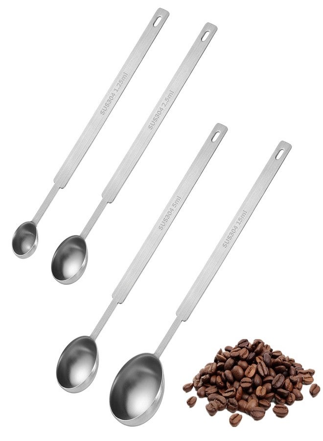 Hariendny 4Pcs Long Handle Measuring Spoons Set, 7 Inches Stainless Steel Measuring spoon Tablespoon Teaspoon Coffee Scoop for Cooking Baking - Image 1