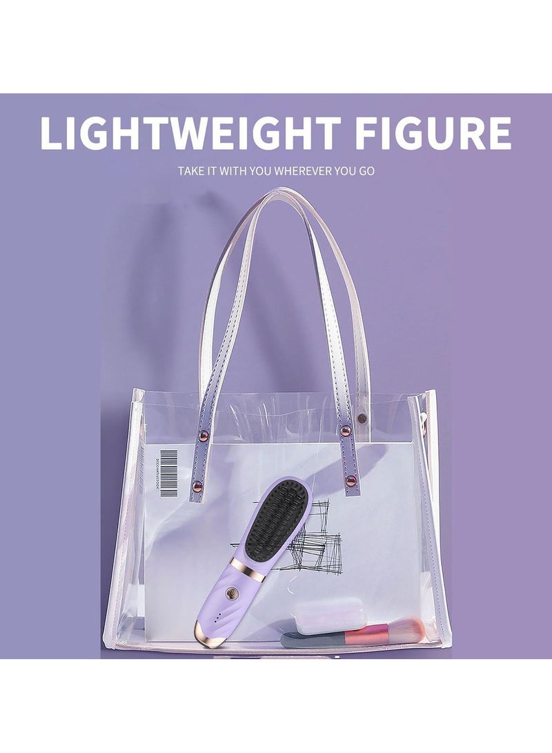 general 2-in-1 Hair Straightening Iron Portable Cordless Curling Iron USB Rechargeable Travel Shrinkage Correction 3 Temperature Electric Straightening Comb Heated Hair Brush Doesn't Hurt Hair - Image 5