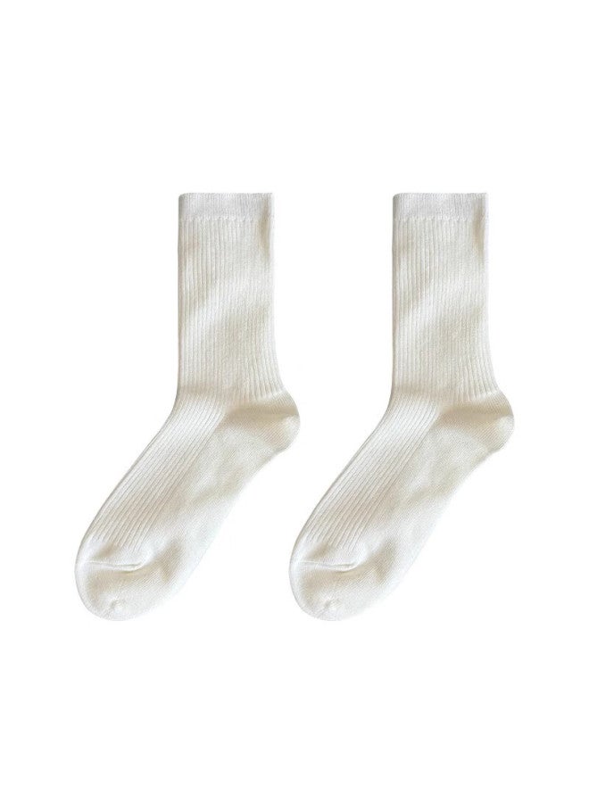 Me Feeling 4 Pairs Women's Socks 100% Cotton Aloe Vera Softening Mid-calf Antibacterial Anti-pilling Postpartum Socks