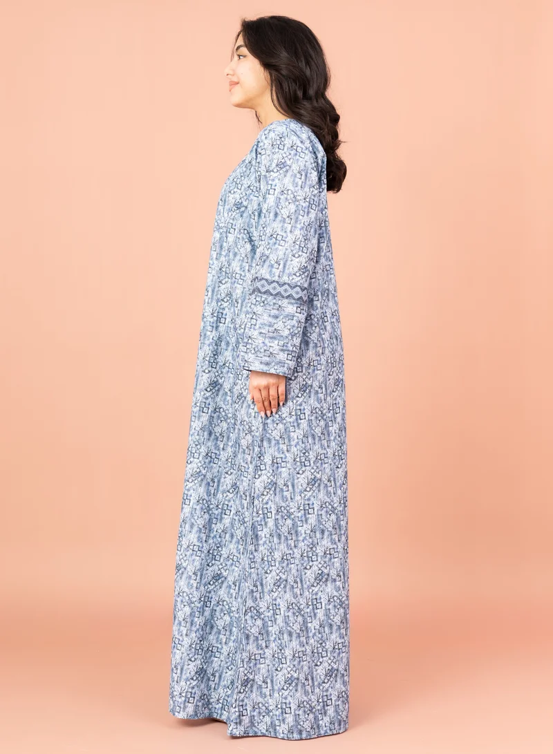 اكسا جلابية عصرية مطرزة IN036 ازرق