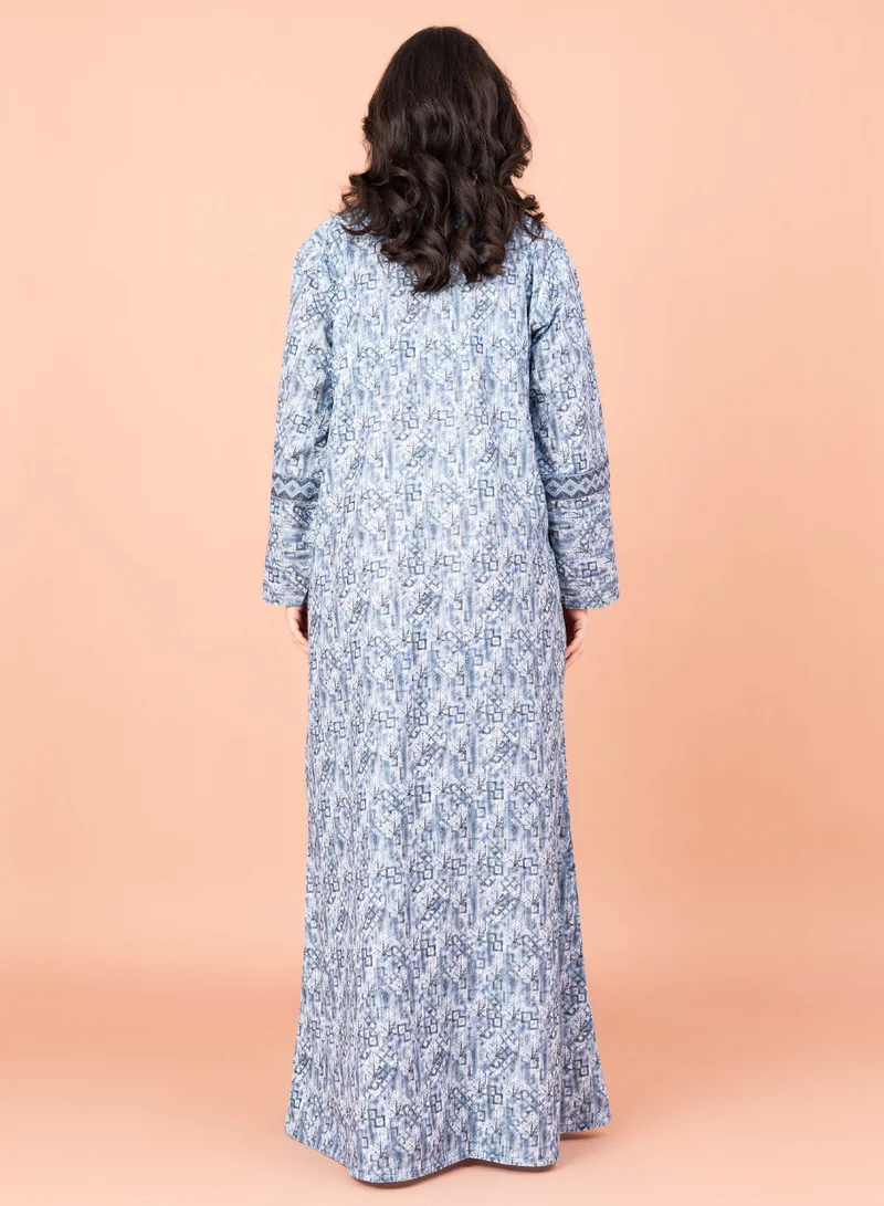 اكسا جلابية عصرية مطرزة IN036 ازرق