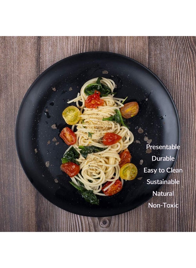 AKDC - AKDC Black Dinner Plates Set Of 4  Dinner Plates Dishwasher Safe Plates Bamboo Fiber 10 Inch Lightweight - Image 1