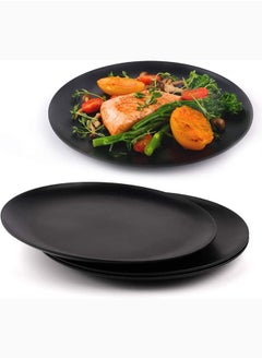 AKDC Black Dinner Plates Set Of 4  Dinner Plates Dishwasher Safe Plates Bamboo Fiber 10 Inch Lightweight