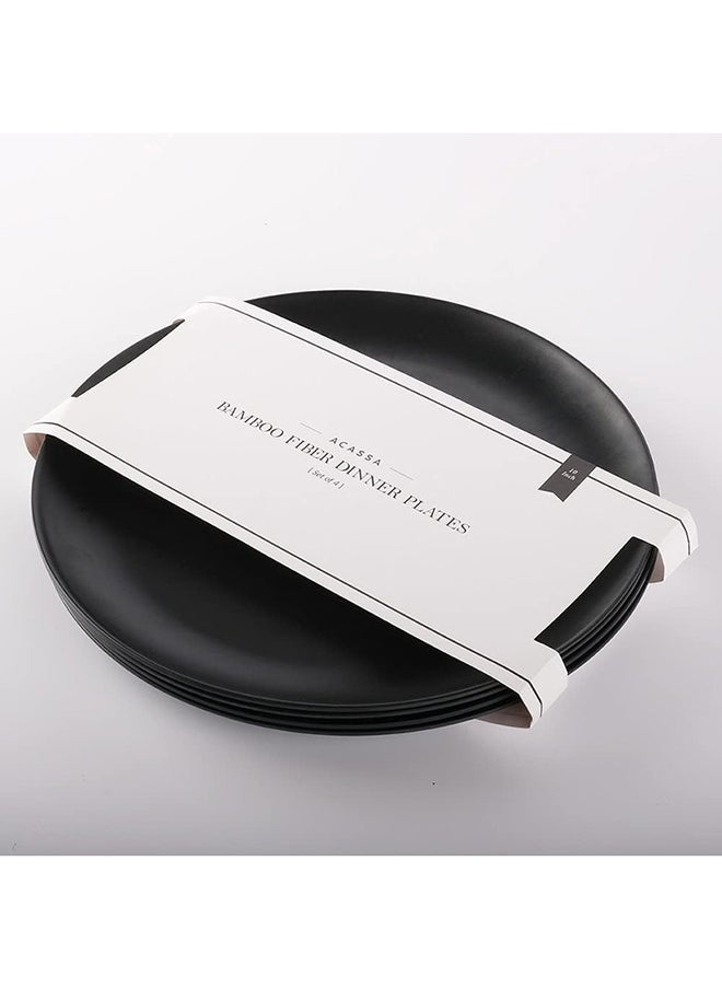 AKDC - AKDC Black Dinner Plates Set Of 4  Dinner Plates Dishwasher Safe Plates Bamboo Fiber 10 Inch Lightweight - Image 1