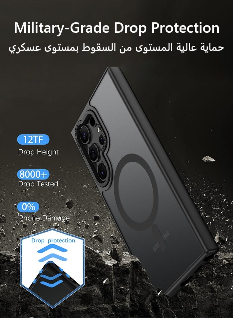 Samsung S24 Ultra Case, Compatible with MagSafe, Magnetic Translucent Matte Back Shockproof Cover with Strong Magnet, Slim Thin Full Protection Phone Case For Galaxy S24 Ultra 5G (Black) - Image 5