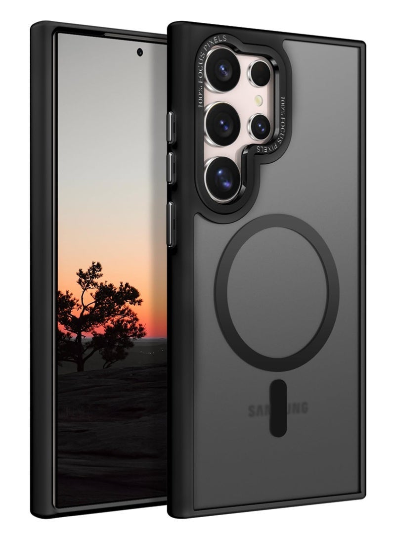 Samsung S24 Ultra Case, Compatible with MagSafe, Magnetic Translucent Matte Back Shockproof Cover with Strong Magnet, Slim Thin Full Protection Phone Case For Galaxy S24 Ultra 5G (Black) - Image 1