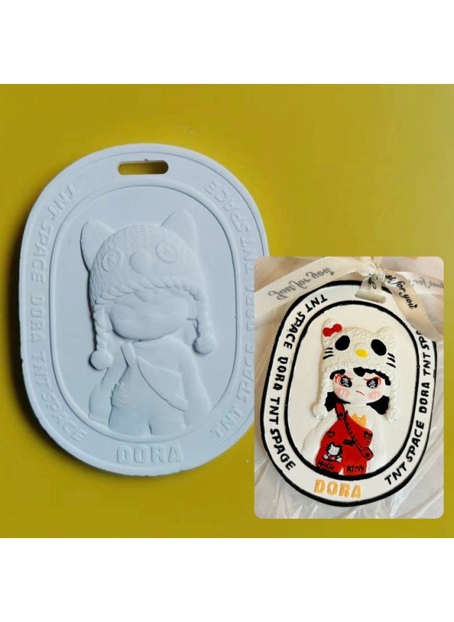 xozgdovg Liou Kulomi Gypsum Relief Painting Pendant Children's Handmade DIY Graffiti Doll Cinnamon Dog Aromatherapy Listing-Color:Hunter Daughter-1 White Embryo  - Image 1