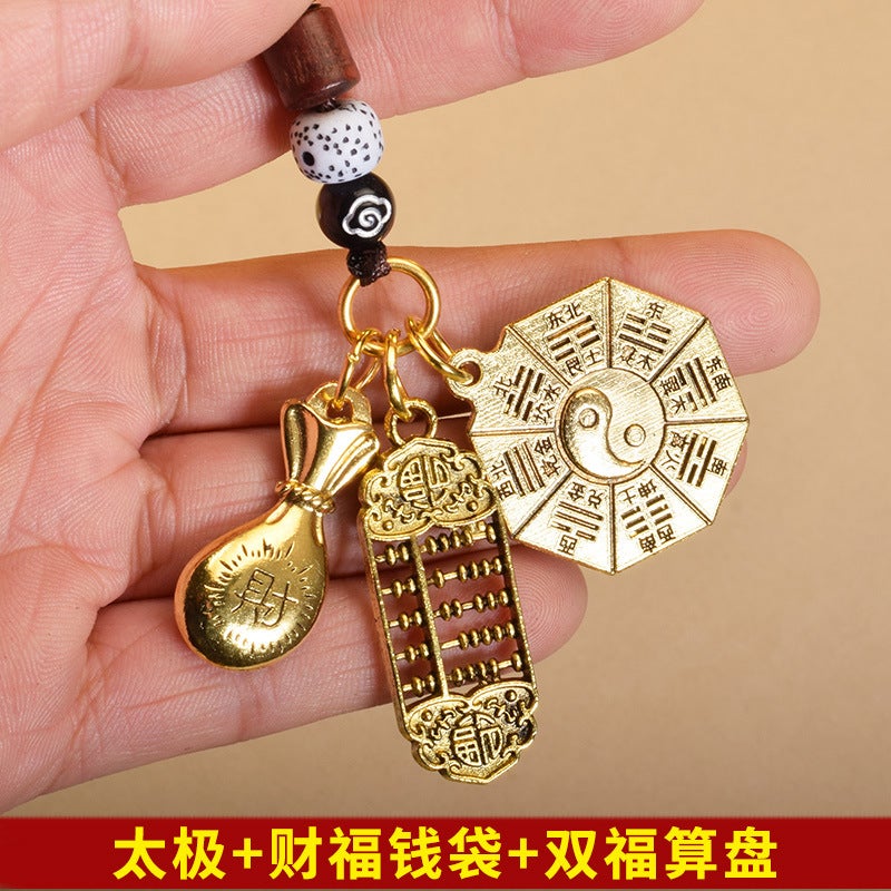 Knitting Rope Keychain Pendant Abacus Money Bag Pixiu Buddha Brand Wenchang Tower Taiji Dustpan Temple Fair Scenic Spot Commodities - Image 4