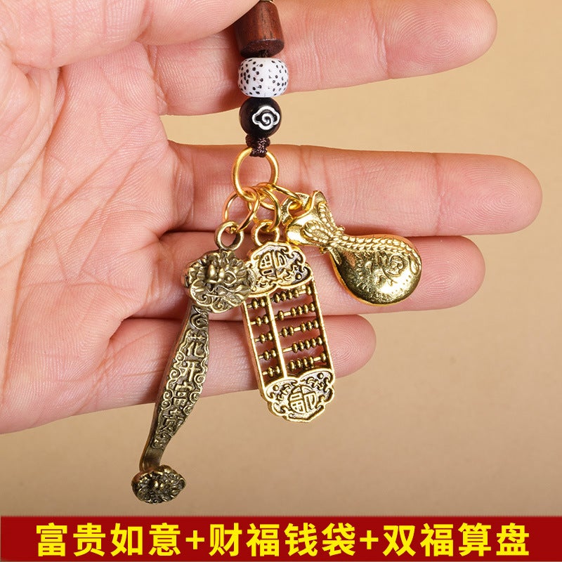 Knitting Rope Keychain Pendant Abacus Money Bag Pixiu Buddha Brand Wenchang Tower Taiji Dustpan Temple Fair Scenic Spot Commodities - Image 1