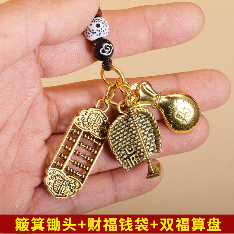 Knitting Rope Keychain Pendant Abacus Money Bag Pixiu Buddha Brand Wenchang Tower Taiji Dustpan Temple Fair Scenic Spot Commodities - Image 5