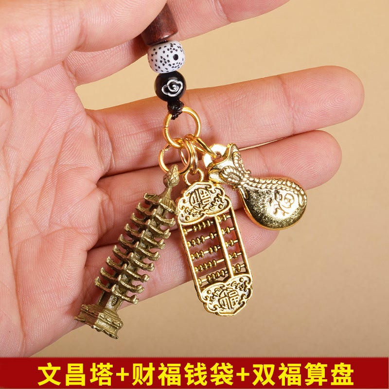 Knitting Rope Keychain Pendant Abacus Money Bag Pixiu Buddha Brand Wenchang Tower Taiji Dustpan Temple Fair Scenic Spot Commodities - Image 3