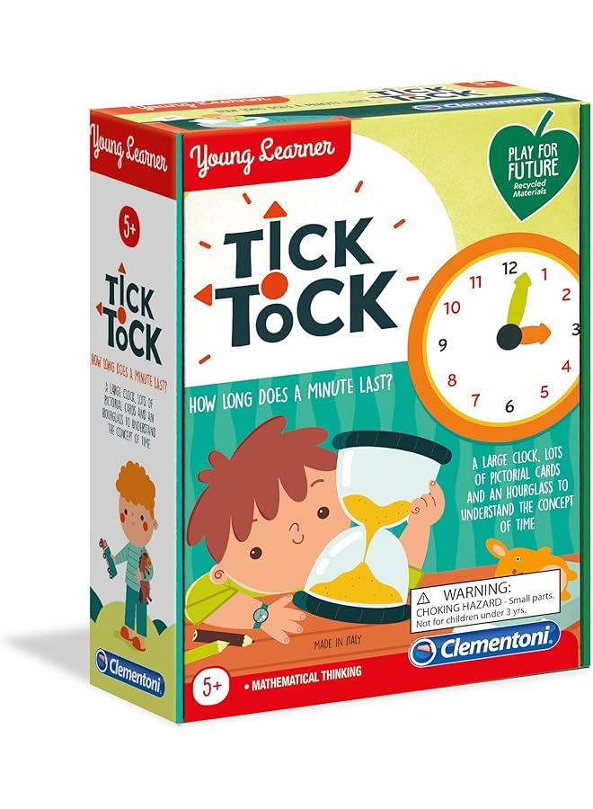 كلمينتوني مجموعة تعليم الوقت للمتعلمين الصغار مع ساعة رملية، هدية تعليمية في العطلات والحفلات للأعمار من 5 سنوات فما فوق - Image 1