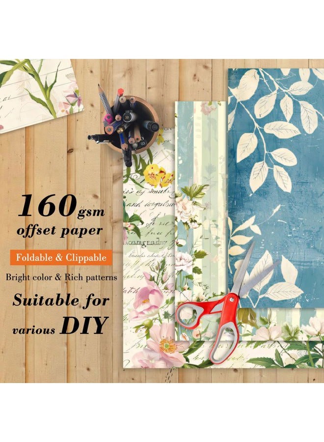 EAMOTOL Floral Patterned Scrapbook Paper Pad - 24 Sheets 6x6 in Plant Designed Decorative Decoupage Folded Card Material Gift Wrapping Planners Junk Journal Supplies DIY Crafts Photo Album - Image 4