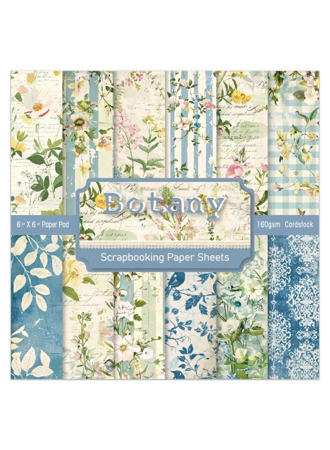 EAMOTOL Floral Patterned Scrapbook Paper Pad - 24 Sheets 6x6 in Plant Designed Decorative Decoupage Folded Card Material Gift Wrapping Planners Junk Journal Supplies DIY Crafts Photo Album - Image 1