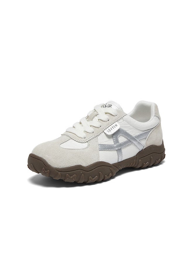 Basto 26 Spring Training Shoes Comfortable Thick Sole Soft Elastic Women's Sports Casual Shoes D3772am6 Beige/silver 37 - Image 3