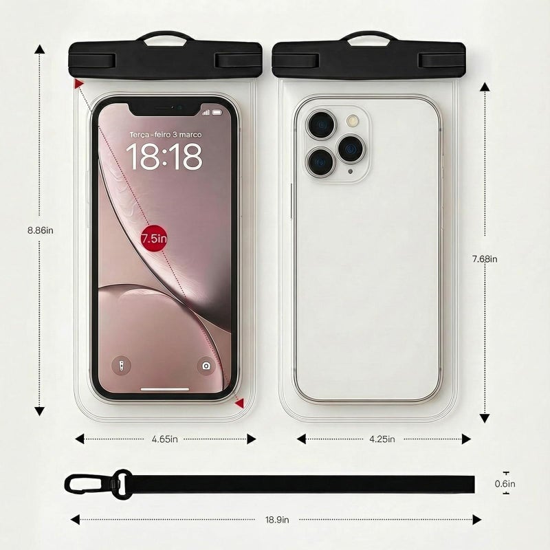 Criyar 1/2 Pack Waterproof Phone Pouch Compatible with iPhone 17/16/15/14/13/12 Pro Max & Galaxy S24+/S23 7in Waterproof Phone Case,IPX8 Beach Travel Must Haves,Beach Essential Dry Bag, Black, 1 Pack - Image 2