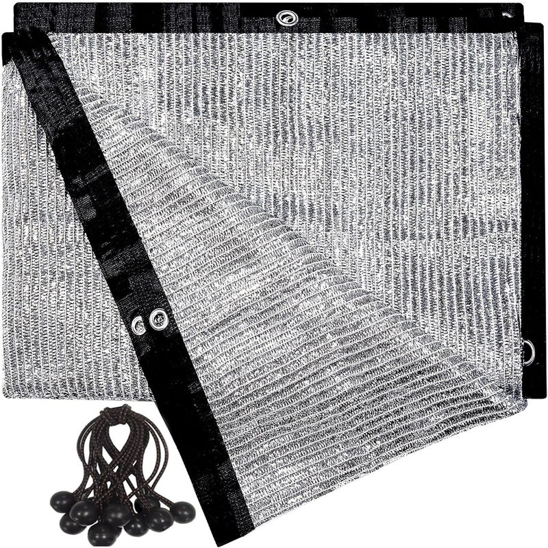 UNIUP 70% Aluminum Shade Cloth 6.5 FT x 6 FT, Silver Tarps Fabric Privacy Screen Pet Shade Car Cover Patio Garden Pergola Cover Canopy with Grommets and Ball Bungee, Aluminum Foil Shade Net - Image 1