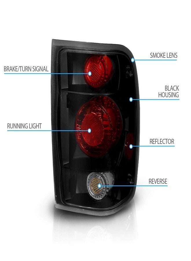 AmeriLite Black/Smoke Replacement Brake Tail Lights Set For 98-00 Ford Ranger Only - Passenger and Driver Side - Image 4