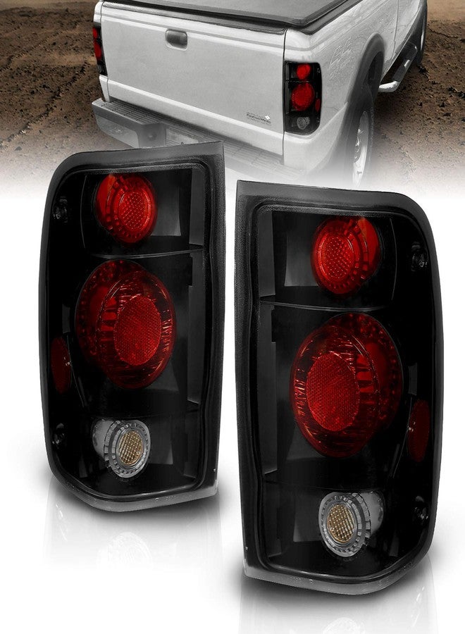 AmeriLite Black/Smoke Replacement Brake Tail Lights Set For 98-00 Ford Ranger Only - Passenger and Driver Side - Image 1