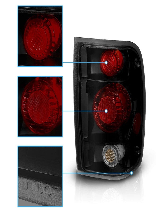 AmeriLite Black/Smoke Replacement Brake Tail Lights Set For 98-00 Ford Ranger Only - Passenger and Driver Side - Image 3