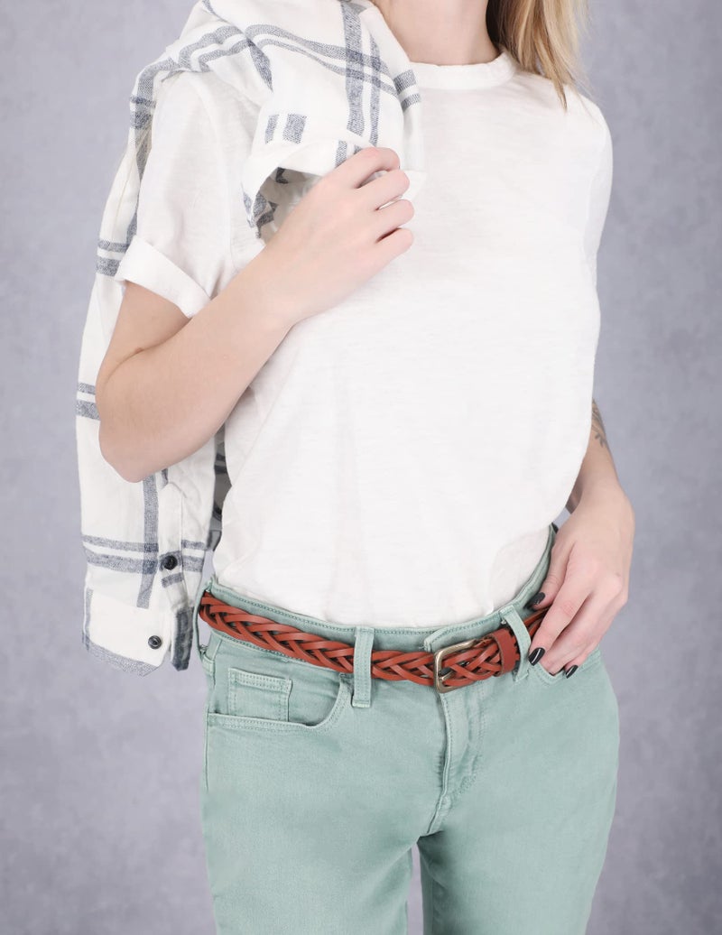 Timberland Women's Casual Leather Belt, Tan (Braided), Medium (30-34) - Image 3