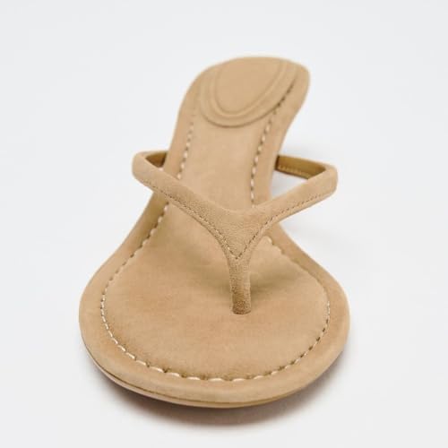 ATBELL صندل كعب قطة من جلد الجمل ATBELL للنساء، صندل منخفض الكعب، صندل صيفي عصري، شباشب كعب - Image 3