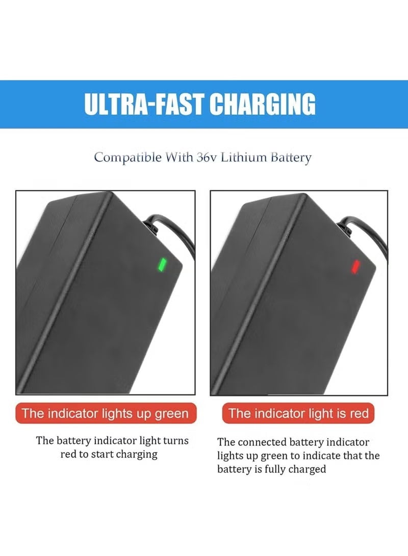 Electric Scooter Charger 42V 2A for 36V Li-ion Battery, Fast Recharge Electric Scooter Charger, Compatible with M365 E-Scooter & E-Bike, Includes 6 Plugs, Mobility Scooter Battery Charger - Image 4