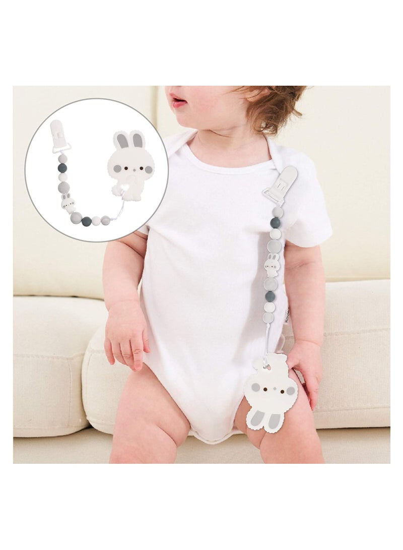 مشبك مصاصة ، حاملات لهايات من السيليكون ، لهاية فانغ من أجل لعبة التسنين ، مشابك مصاصة للرضع بنمط الأرانب ، للأولاد والبنات حديثي الولادة - Image 2