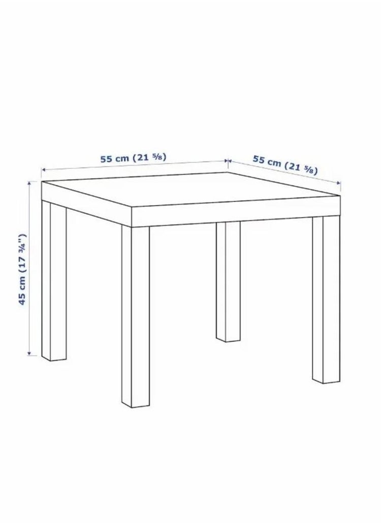 Glossy white side table, size 55x55 cm