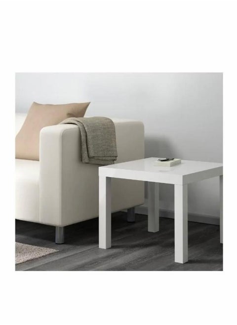 Glossy white side table, size 55x55 cm