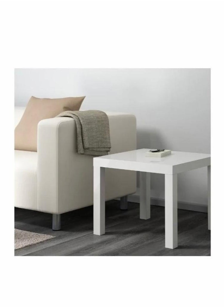 Glossy white side table, size 55x55 cm