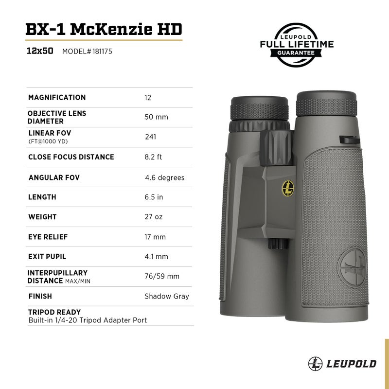 Leupold BX-1 McKenzie HD Binoculars  12x50mm (181175) - Image 4