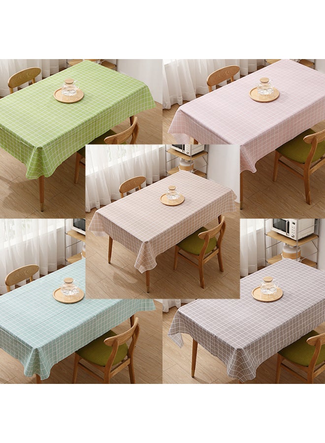 Waterproof Anti-scalding Anti-oil Disposable PEVA Tablecloth Rectangular Tablecloth Cartoon Coffee Table Table Printed Disposable Tablecloth-Color:PINK CHECK-Specifications:137X137CM - Image 2
